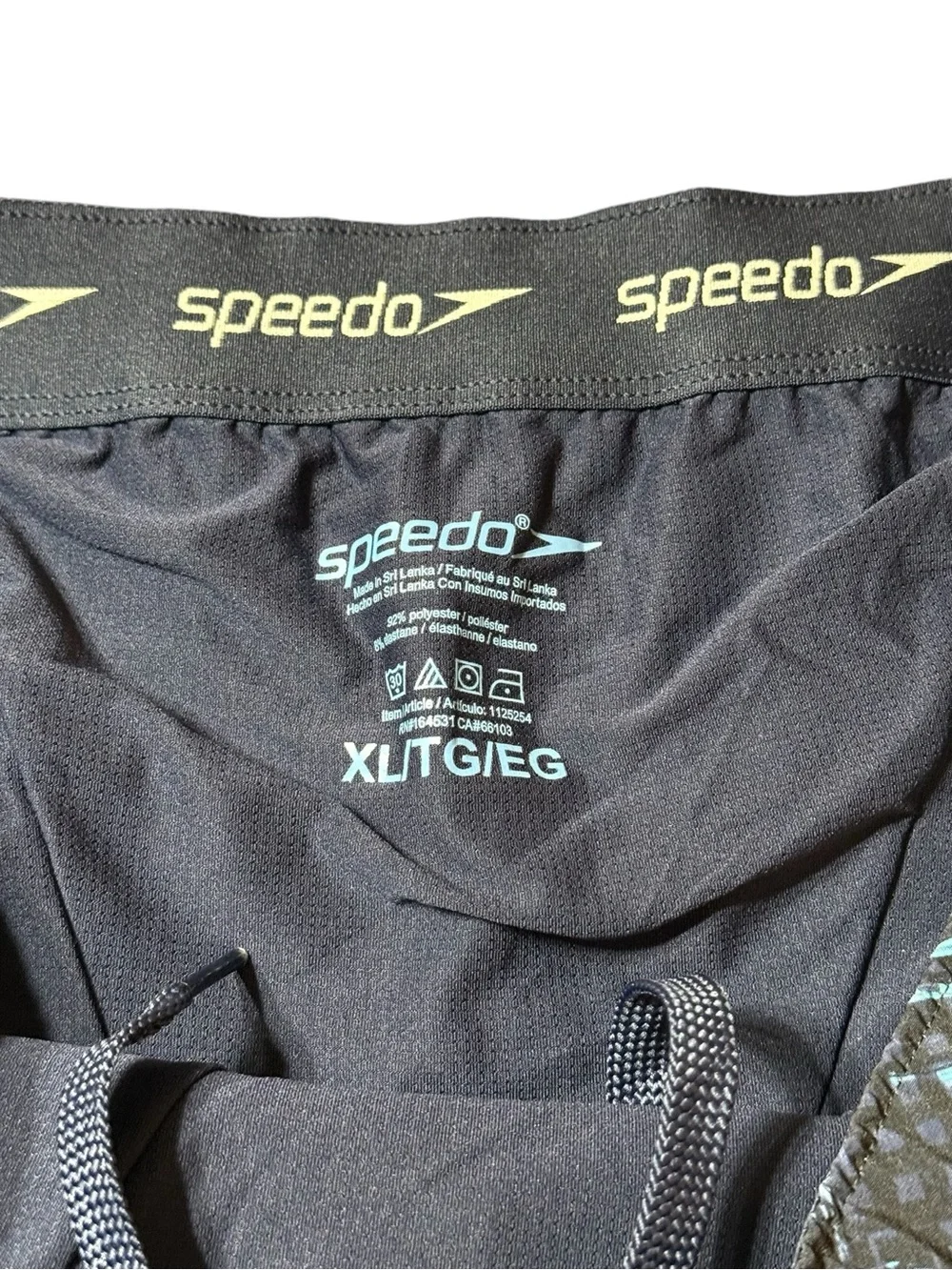 Speedo Men’s Hydro Tech Volley Swim Shorts XL Black Teal Geometric Trunks